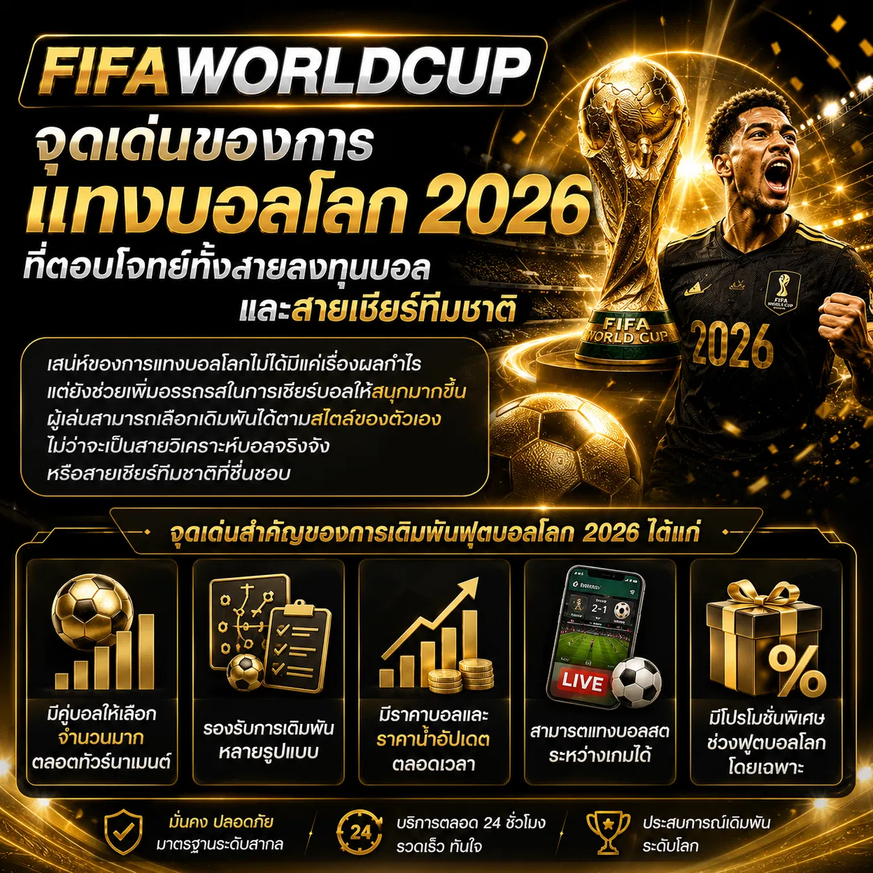 จุดเด่นของการแทงบอลโลก 2026 ที่ตอบโจทย์ทั้งสายลงทุนบอลและสายเชียร์ทีมชาติ